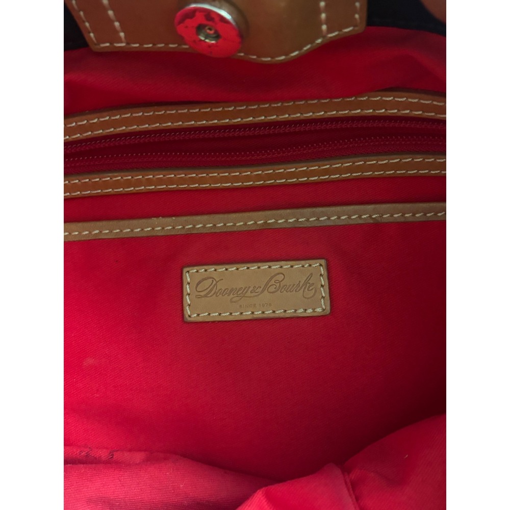 Dooney & Bourke Black Nylon Tote Bag Tan‎ Leather Straps Red Interior Shopper - Picture 9 of 12